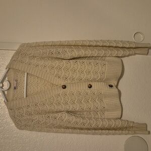 SO Goods For Life Long Sleeve Cream Knit Button Front Cardigan M